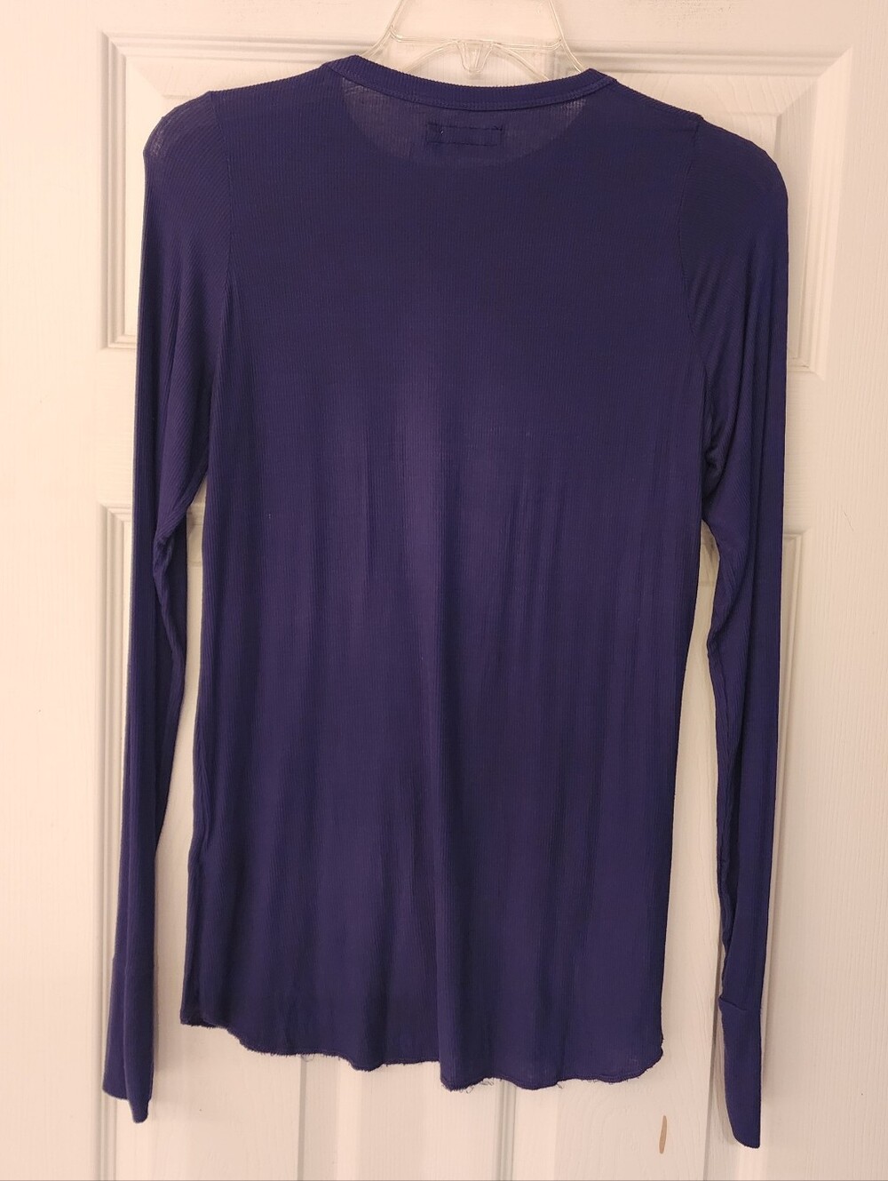 Michael Lauren Alick Ribbed Crewneck In Navy W/ Thumbhole Sleeve Sz SM - Picture 5 of 11
